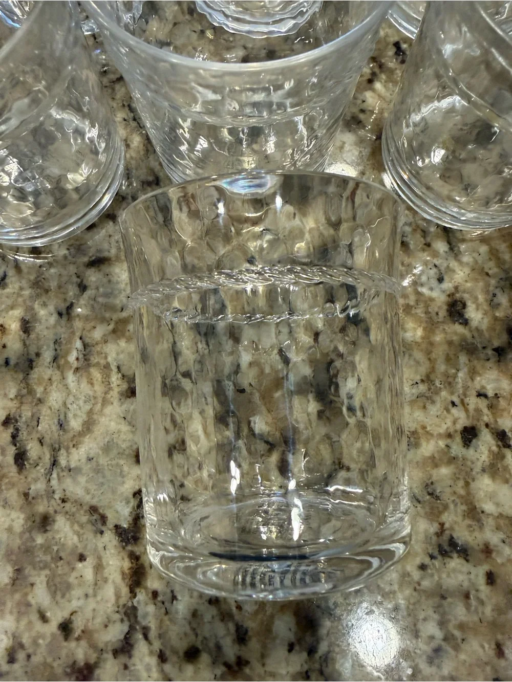Pottery Barn Clear Textured Glass Tumblers - Set of 7